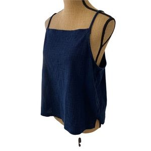 Madewell Texture & Thread Apron Tank Top Spaghetti Straps Women's Blue Size XL